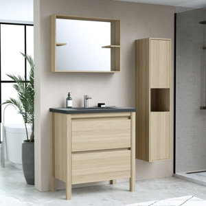 Meuble à poser décor imitation bois clair AUTHENTIK 80 x 85 x 46 cm