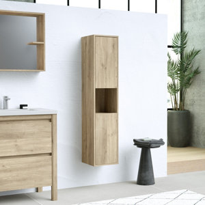 Colonne 2 portes amorties décor imitation bois foncé AUTHENTIK 120 x 30 x 35 cm