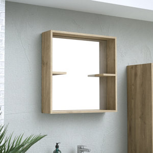 Miroir avec tablette décor imitation bois foncé AUTHENTIK 60 x 60 cm