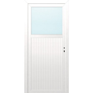 Porte de service PVC 1/3 vitrée gauche serrure 5 points 205 x 80 cm