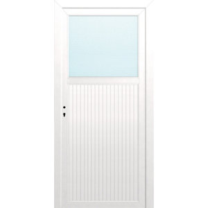 Porte de service PVC 1/3 vitrée droite serrure 5 points 205 x 80 cm