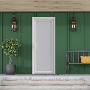 Porte de service PVC pleine blanche poussant droit H. 205 x L. 80 cm