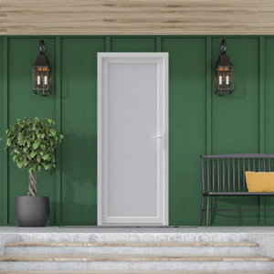 Porte de service PVC pleine blanche poussant gauche H. 205 x L. 80 cm