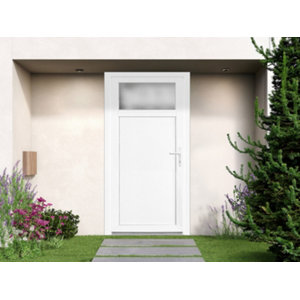 Porte de service PVC 1/4 vitrée 205x80 cm gauche blanc
