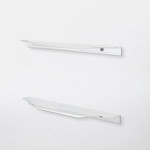 Lot de 2 poignées  anodisé effet chromé brossé "Andali" L 24,7 cm