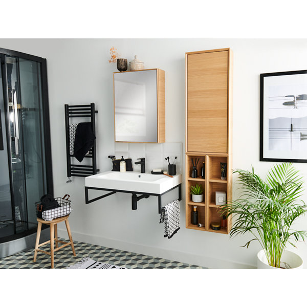 GOPLUS Colonne de Salle de Bain, Meuble Haut et Étroit avec Sac à Linge GOPLUS Colonne de Salle de Bain, Meuble Haut et Étroit avec Sac à Linge