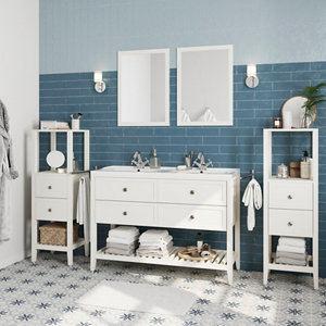 Meuble sous vasque double à poser blanc "Perma" L.120 x H.80,6 x P.45 cm