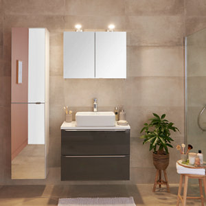 Meuble sous vasque à suspendre "Imandra" gris taupé 80 cm