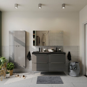 Meuble sous vasque double à suspendre "Imandra" gris taupé 120 cm