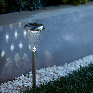 Spot solaire à piquer en acier inox H. 3,7 cm