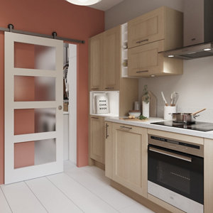 Porte coulissante "Connemara" blanche vitrée