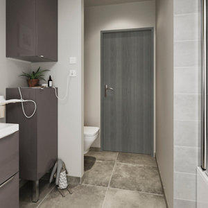 Bloc-porte ALPILLE chêne gris réversible - 83 x l. 83 cm