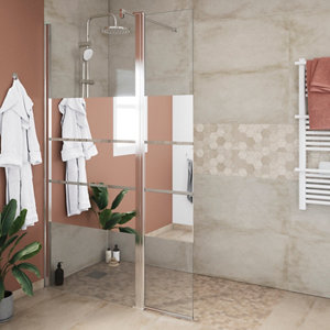 Paroi de douche latérale "Beloya" l.80 cm en verre effet miroir