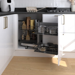 Rangement coulissant droit 4 paniers pour meuble bas d'angle 100cm