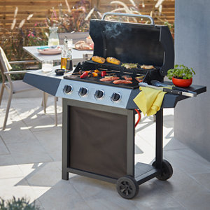 Barbecue à gaz "Albaron" avec plancha en acier