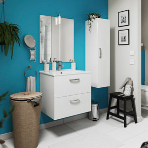 Plan vasque céramique Aruna  L. 61 x P. 46,5 x H. 17 cm