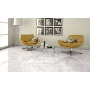 Carrelage de sol intérieur "Calacatto" blanc - l. 60 x L. 60 cm