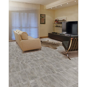 Carrelage de sol intérieur "Woodey" gris - l. 45 x L. 45 cm