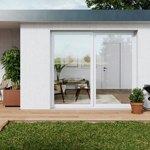 Baie vitrée PVC blanc 2 vantaux H.215 x l.210 cm