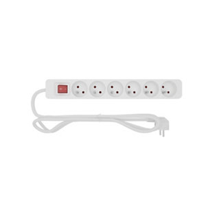 Bloc multiprise 6 prises avec protection 1 m + Interrupteur