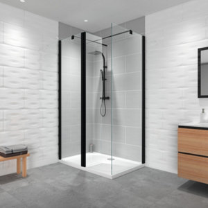 Espace douche Walk-In noir mat 80 x 120 cm