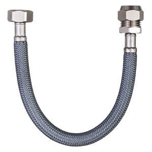 Flexible d'alimentation en eau 30 cm - Filetage entrée Femelle 15x21 / Sortie Bicône diamètre 14