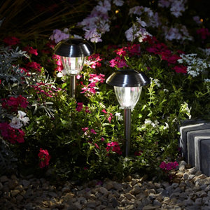 Lot de 4 spots solaires RIBESA acier inoxydable 5000 K blanc froid 38,8 cm