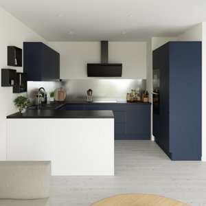 Meuble haut "Dorice" bleu mat l.80 x h.72 x p.32 cm 2 portes