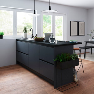 Évier composite de quartz noir "Romesco"- 1 cuve + égouttoir