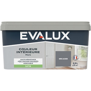 Peinture mur intérieur Satin 2,5 L Gris acier