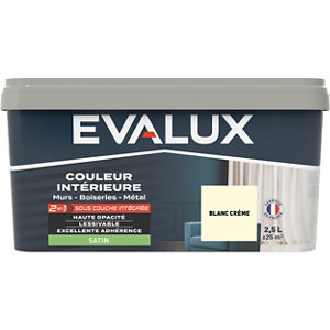 Peinture mur intérieur 2 en 1 Satin 2,5 L Blanc crème