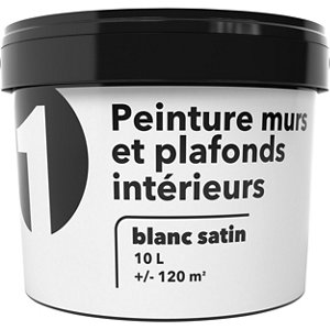 Peinture blanche murs et plafonds satin 10 L