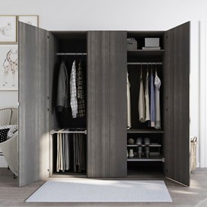 Caisson imitation chêne grisé Homny H. 187 X L. 100 X P. 58 cm