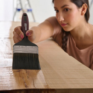 Pinceau plat bois et métal 80 mm poils durables