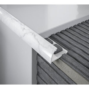 Profile 1/4 rond pvc 2,50 m x 9 mm - marbre blanc