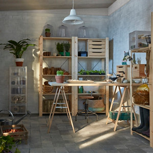 Étagère garage pin massif 5 tablettes - H.170 x l.75 x P.40 cm