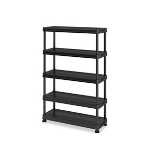 Étagère garage résine noire  "Liane" 5 tablettes - H.182 x l.120 x P.45 cm