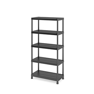 Étagère garage résine noire  "Liane" 5 tablettes - H.182 x l.90 x P.45 cm