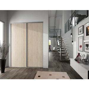 Porte de placard coulissante décor chêne clair "Valla" H. 247,5 x L. 62,2 cm