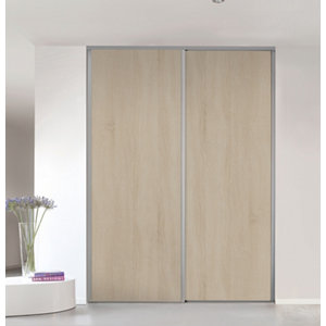 Porte de placard coulissante décor chêne clair "Valla" H. 247,5 x L. 77,2 cm