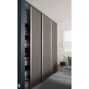 Porte de placard coulissante décor chêne grisé "Valla" H. 247,5 x L. 62,2 cm