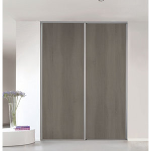 Porte de placard coulissante décor chêne grisé "Valla" H. 247,5 x L. 77,2 cm