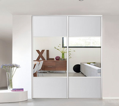 JEKKAH Miroir Coulissant et Rotatif Pliable intégré, Miroir Coulissant Invisible for Armoire, Miroir Coulissant sur Toute la Longueur(White,110 * 40cm