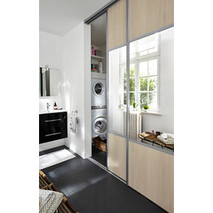 Porte de placard coulissante miroir décor chêne clair "Valla" H. 247,5 x L. 92,2 cm - Cooke and Lewis