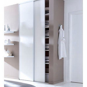 Lot de 2 portes de placard coulissantes décor blanc H. 250 x L. 120 cm