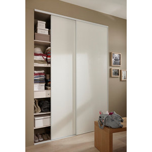 Lot de 2 portes de placard coulissantes décor blanc H. 250 x L. 150 cm