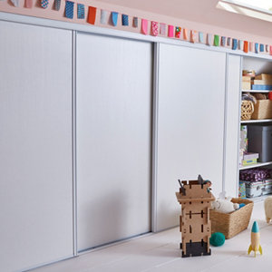 Lot de 2 portes de placard coulissantes décor blanc H. 120 x L. 120 cm