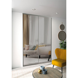 Lot de 2 portes de placard coulissantes miroir H. 250 x L. 120 cm