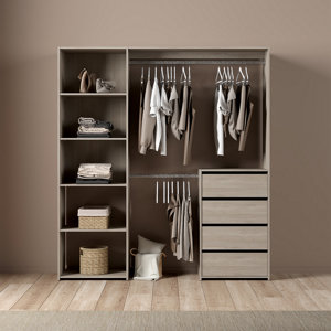 Kit dressing "Karisma" imitation chêne grisé H. 200 x L. 180 x P. 40 cm.