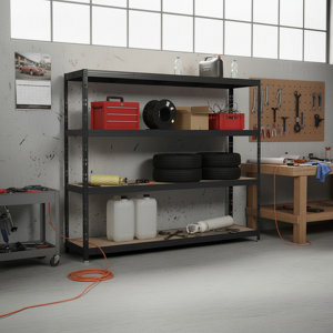 Etagère noire 4 plateaux - H. 200 x L. 237 x P. 60 cm